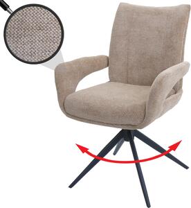 Jídelní židle HWC-O78, kuchyňská židle židle, otočná automatické vrácení, látka/textil žinylka (310g/m²) Oeko-Tex světle hnědá