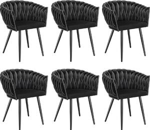 Tectake® Set jídelní židle Astano čalouněná, se sametovým potahem, pletený vzor 60,5 x 55 x 75 cm
