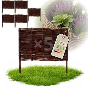 Floranica 5 kusů Vrbový plot 60 cm x 60 cm – Zahradní plot z vrbového proutí Palisáda Přírodní oplocení Ohraničení záhonu