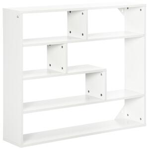 HOMCOM 4-úrovňová nástěnná police s 7 otevřenými přihrádkami pro obývací pokoj, ložnici a kancelář, moderní styl 94x19,5x80 cm Bílá | Aosom