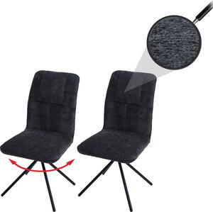 Sada 2 jídelních židlí HWC-N99, kuchyňská židle, otočná s automatickým návratem, látka/textilní žinylka (340 g/m²) Oeko-Tex tmavě šedá