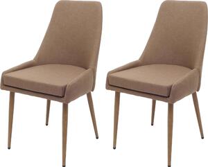 Sada 2 jídelních židlí HWC-O27, kuchyňská židle čalouněná židle, látka/textil (280g/m²) kov hnědá