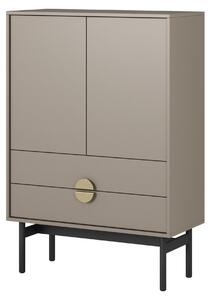 Selsey Stoon II – Vysoká skříňka se 2 dvířky, barva šedá, výška 85 cm