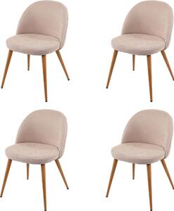 Sada 4 jídelních židlí HWC-D53, kuchyňská židle, retro design 50. let, látka/textil béžová barva