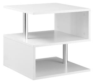 HOMCOM Malý stolek u pohovky s otevřeným S-zásuvkovým prostorem, moderní design 50x50x50 cm, bílý | Aosom