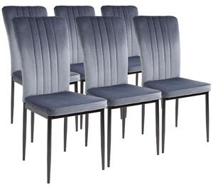 Židle do jídelny Albatros se sametovým potahem sada 6 židlí MODENA, šedá - stylový vintage design, elegantní čalouněná židle k jídelnímu stolu - židle do kuchyně nebo jídelny s vysokou nosností