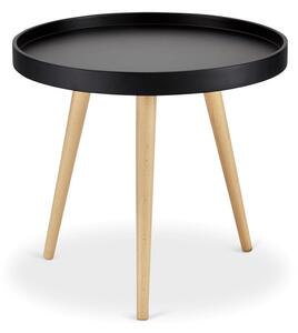 Černý odkládací stolek s nohami z bukového dřeva Furnhouse Opus, Ø 50 cm