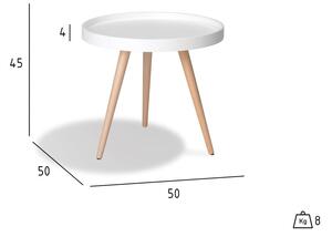 Bílý odkládací stolek s nohami z bukového dřeva Furnhouse Opus, Ø 50 cm