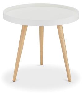 Bílý odkládací stolek s nohami z bukového dřeva Furnhouse Opus, Ø 50 cm