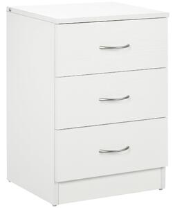 HOMCOM Moderní noční stolek se 3 zásuvkami pro obývací pokoj a ložnici, nosnost 50 kg, 40x35x58 cm, bílý | Aosom