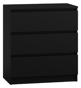 Topeshop M3 CZERŃ, Černá, 3 zásuvka/zásuvek, Dřevotřískové desky, Jednobarevný, Moderní, Dřevotřískové desky