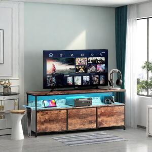 Multifunkční nábytek komoda, TV komoda v barevné paletě tygří kůže se zásuvkami z látky z tygří kůže, LED osvětlení, úložný toaletní stolek a úložná kuchyňská skříňka
