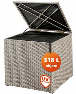 Polyratanový úložný box RICCO, 318L, 75x75x70cm, krémová Casaria