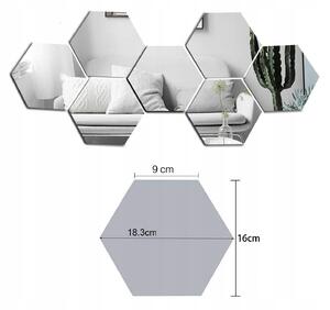 Nalepovací zrcadlové šestiúhelníky 18,3x16 cm - 8 ks