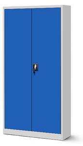 Plechová policová skříň JAN, 900 x 1850 x 400 mm, šedo-modrá