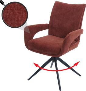 Jídelní židle HWC-O78, kuchyňská židle židle, otočná automatické vrácení, látka/textil žinylka (310g/m²) Oeko-Tex červenohnědá