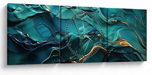 Obraz - Abstraktní textury (s hodinami) (90x30 cm)
