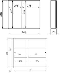 Elita Basic skříňka 70.6x12.9x61.8 cm Se zrcadlem 904661