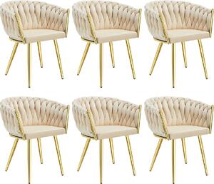 Tectake® Set jídelní židle Astano čalouněná, se sametovým potahem, pletený vzor 60,5 x 55 x 75 cm