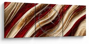 Obraz - Zlato - bílá textura (s hodinami) (90x30 cm)