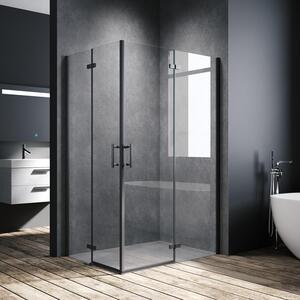 SONNI černý sprchový kout 80x120x195cm křídlové skládací dveře rohový sprchový kout 6mm NANO čiré sklo závěsné skládací dveře rohový vstup koupelna