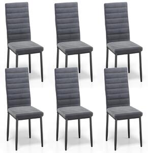 Sada 6 jídelních židlí Bealife TB41 - ergonomické opěradlo, sametový potah v tmavě šedé barvě | Moderní design