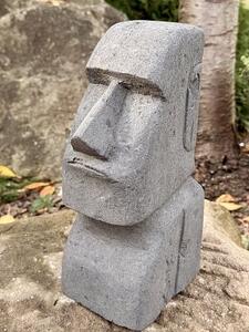 Hlava Moai z bazanitu, 30 cm – šedá, zlevněný kus