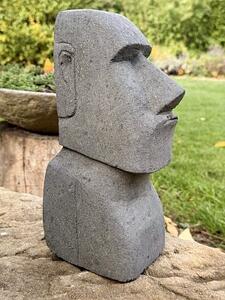 Hlava Moai z bazanitu, 30 cm – šedá, zlevněný kus