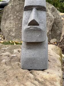 Hlava Moai z bazanitu, 30 cm – šedá, zlevněný kus