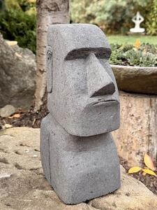 Hlava Moai z bazanitu, 30 cm – šedá, zlevněný kus