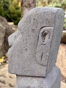 Hlava Moai z bazanitu, 30 cm – šedá, zlevněný kus