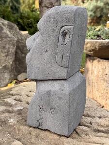 Hlava Moai z bazanitu, 30 cm – šedá, zlevněný kus