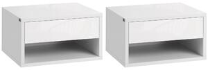 HOMCOM Set 2 Floating Nightstands - Noční stolky se zásuvkou do ložnice a obývacího pokoje 37x32x21 cm Bílá | Aosom