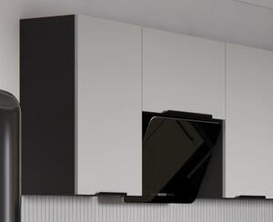 Kuchyňská linka Arona / Monza černá matná / kašmír / ořech okapi, Rohová sestava B, 310 x 250 cm