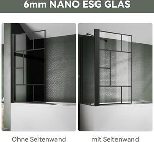 SONNI nástavec na vanu 80x140cm sprchový kout pro vanu Skládací, sprcha, NANO sklo ESG