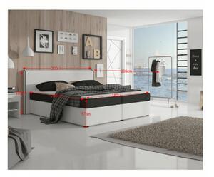 Komfortní postel, černá látka / bílá ekokůže, 180x200, NOVARA MEGAKOMFORT