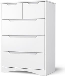Komoda Bealife s 5 zásuvkami, zásuvková komoda, skříňka, příborník, 72x41x94cm, bílá