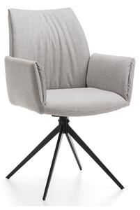 Jídelní židle NEW HOME PRATO Čalouněná obývací židle z tkané látky - světle šedá - Moderní nábytek v glamour stylu