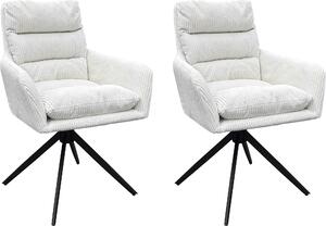 ByLIVING Jídelní židle set 2 PURA / Hrubá šňůra smetanově bílá / Kovový rám černý matný / Skořepina sedáku otočná o 360° / Š 58, V 74, H 60 cm