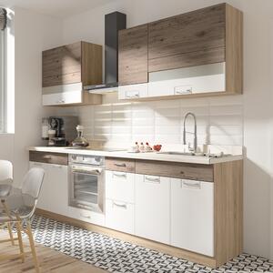 Kuchyňská linka ECONO wh | 260 cm | san remo/bílá lesk | VÝBĚR KORPUSU a KOVÁNÍ
