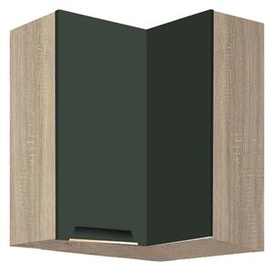 GLAMOUR z | horní skříňka rohová GLA-54G | 60x60 cm | KORPUS SONOMA | zelená mat