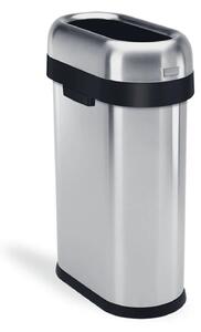 Odpadkový koš Simplehuman pro obchodní prostory – 50 L, SLIM, otevřený, kartáčovaný nerez