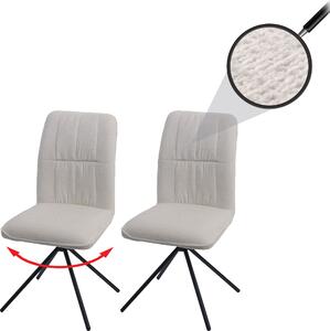 Sada 2 jídelních židlí HWC-N99, kuchyňská židle, otočná s automatickým návratem, látka/textil šenil (340 g/m²) Oeko-Tex krémová