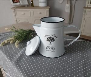 Bílá smaltovaná konvička na kávu Aromatic Coffee - 21*Ø13*19cm/ 1L
