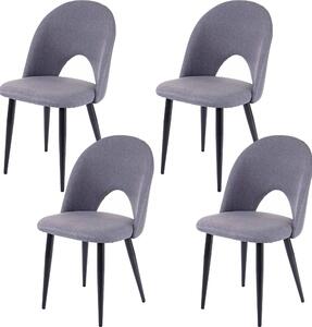 Sada 4 jídelních židlí HWC-D73, kuchyňská židle, látka/textil tmavě šedá