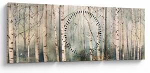 Obraz - Kresba lesního vzoru (s hodinami) (90x30 cm)