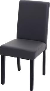 Jídelní židle Littau, kuchyňská židle židle, Imitace kůže šedá matná, tmavé nohy