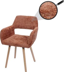 Jídelní židle HWC-A50 II, židle kuchyňská židle čalouněná židle, dřevo látka/textil šenil (465g/m²) terakota