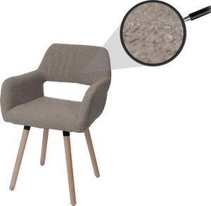 Jídelní židle HWC-A50 II, židle kuchyňská židle čalouněná židle, dřevo látka/textil bouclé (450g/m²) taupe