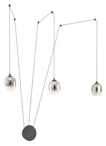 Redo 01-3485 -LED Stmívatelná nástěnná lampa KHADI 3xLED/5,5W/230V černá/kouřová